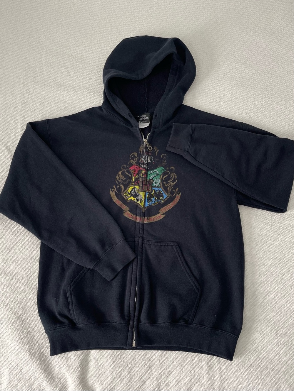 Harry Potter Universal Orlando Zip Hoodie Black Hogwarts Crest Emo Goth Casual
